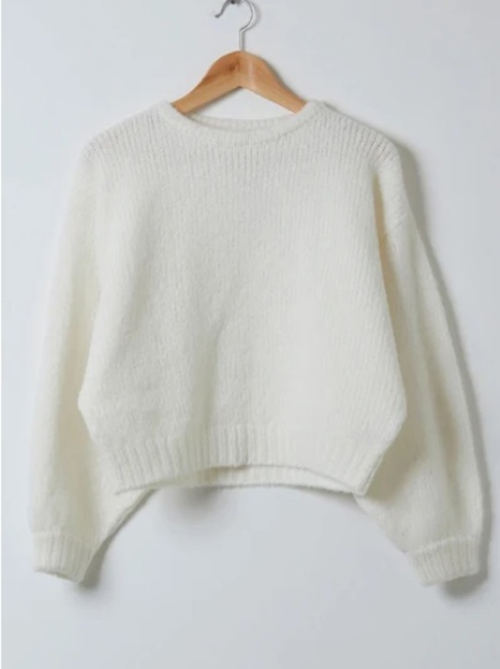 Forever 21 Cream Ribbed Crewneck Sweater